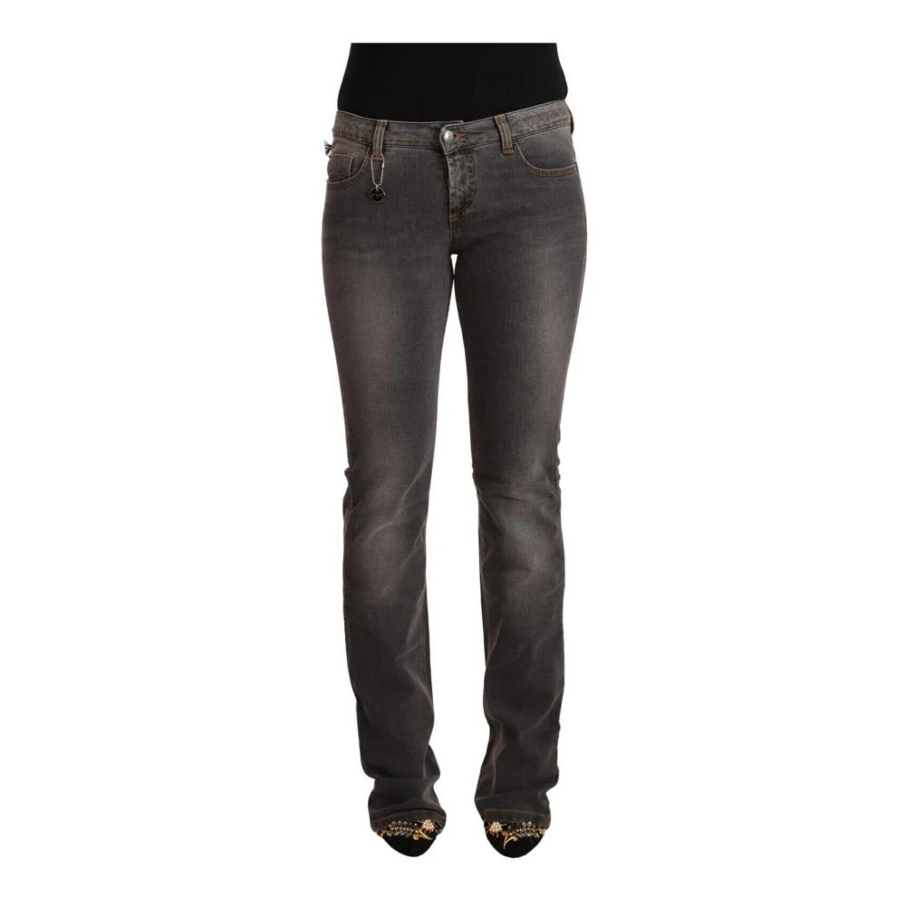 Costume National Women's Gray Straight Fit Jeans, W28, Washed Low Waist Straight Denim Jeans