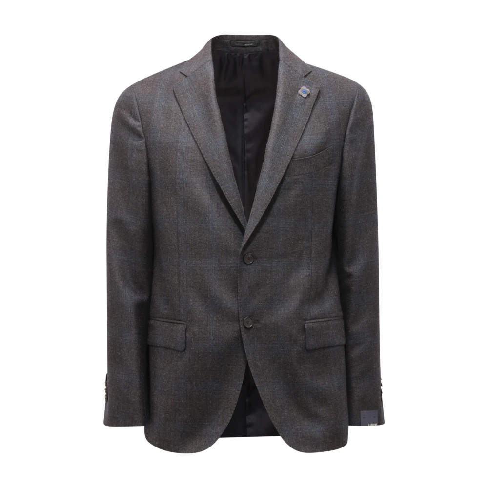 Lardini Men's Gray Blazers, 2XL, Wool Suit Grey | Blue Prince Of Wales