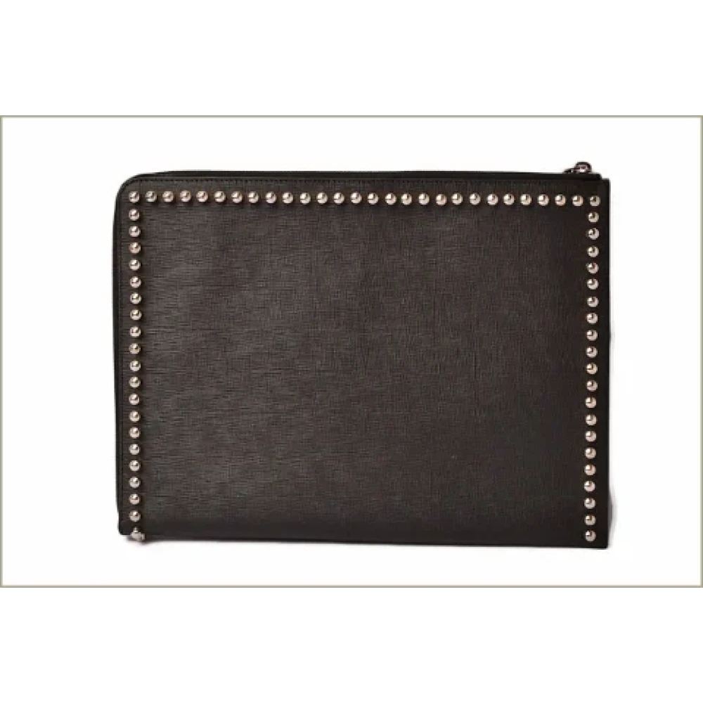 Fendi Vintage Pre-owned Leather clutches Black Dames
