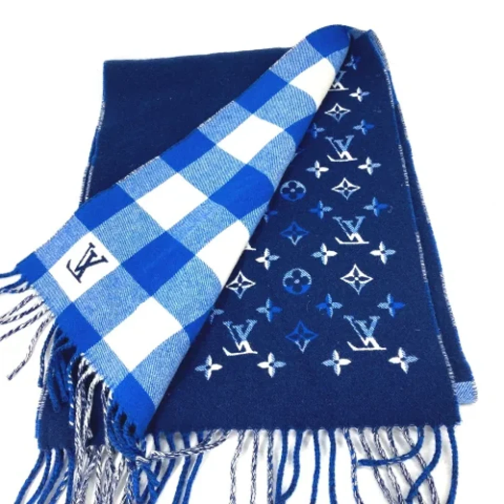 Louis Vuitton Vintage Pre-owned Wool scarves Blue Dames