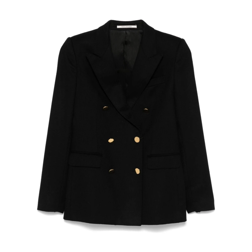 Tagliatore Zwarte Double-Breasted Wollen Jurk Black Dames