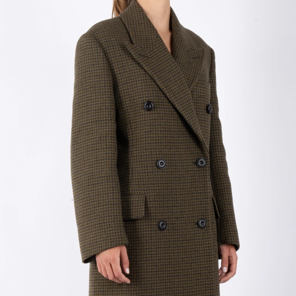 Acne Studios Khaki Wollen Jas Green Dames