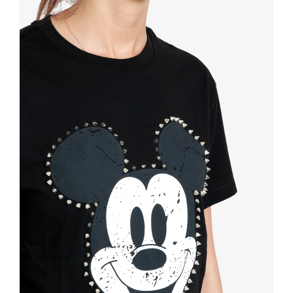 Aniye By Mickey Crew-Neck T-shirt met studs Black Dames