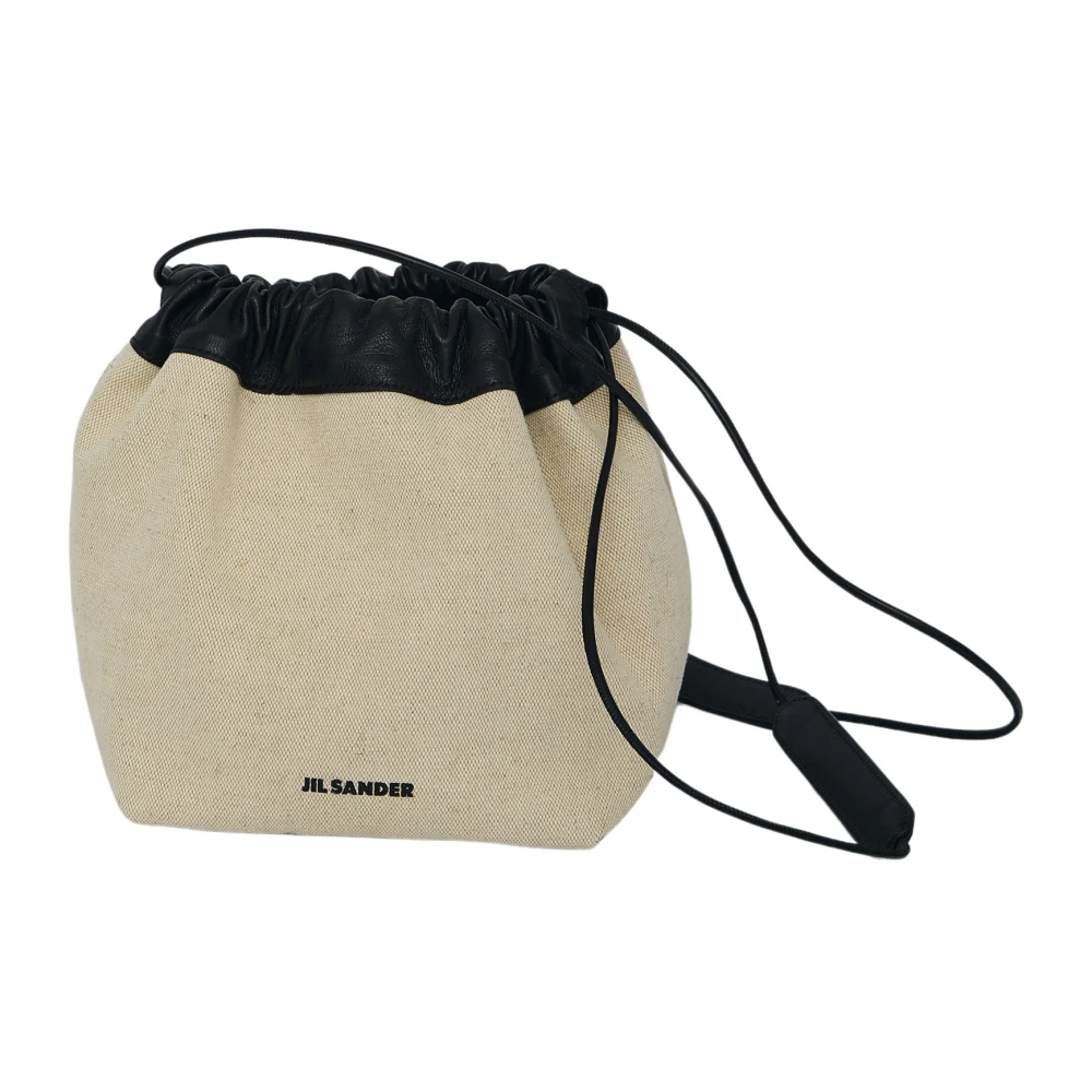 Jil Sander Crèmekleurige Linnen Dumpling Bucket Tas Beige Dames