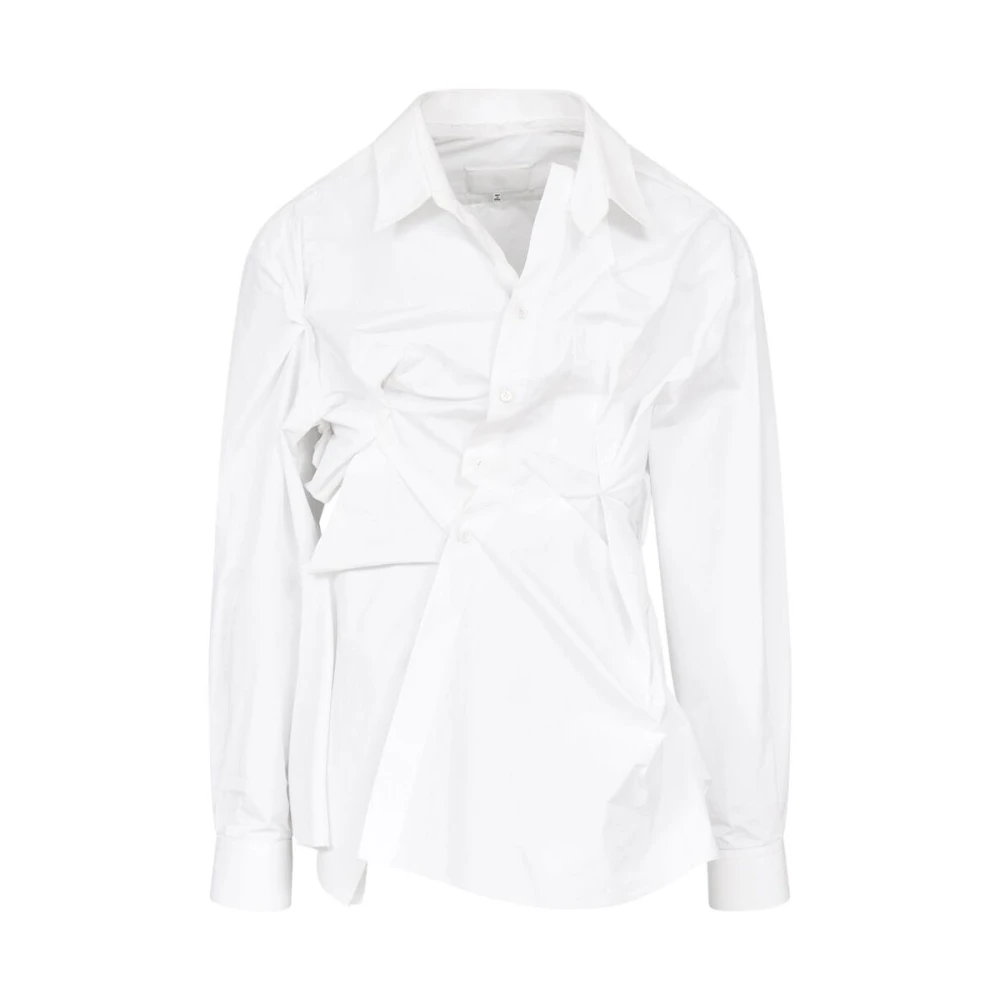 Maison Margiela Witte Katoenen Poplin Asymmetrische Overhemd White Dames