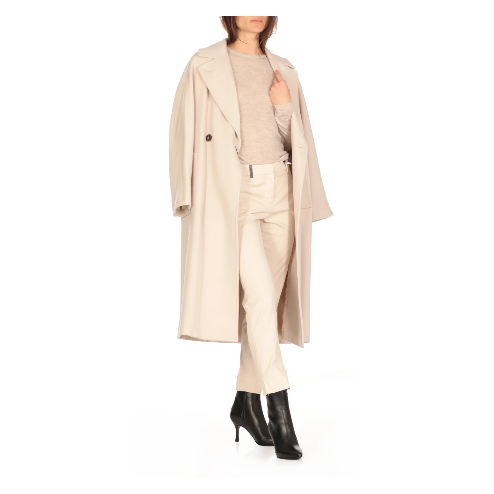 PESERICO Ivoor Wollen Trui met Lurex Details Beige Dames