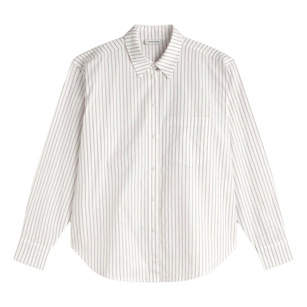 Anine Bing Klassieke witte blouse met jacquardmonogram Beige Dames