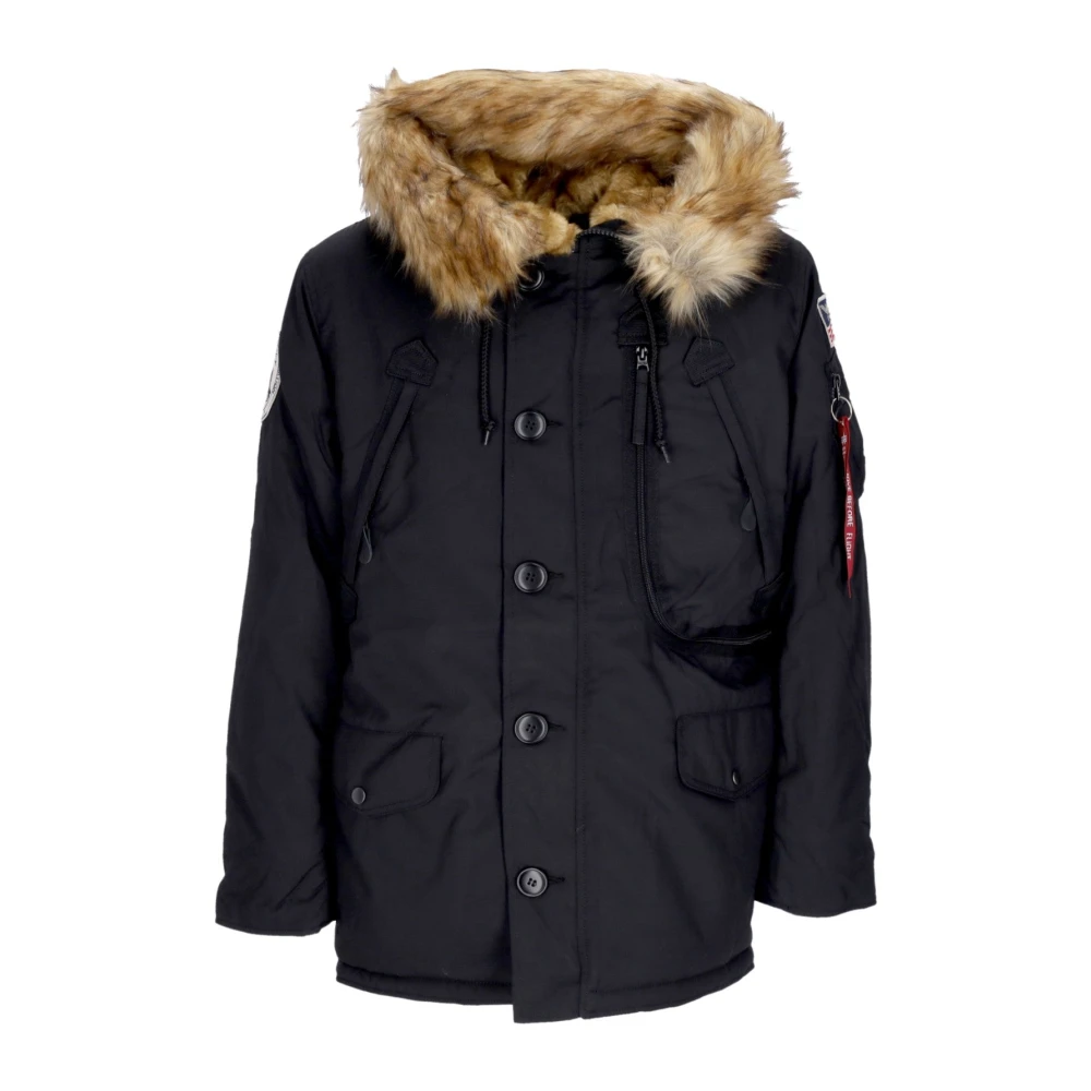 Alpha Industries Men's Black Polar Jacket With Hood - Winter Jackets - Xl - Jackets