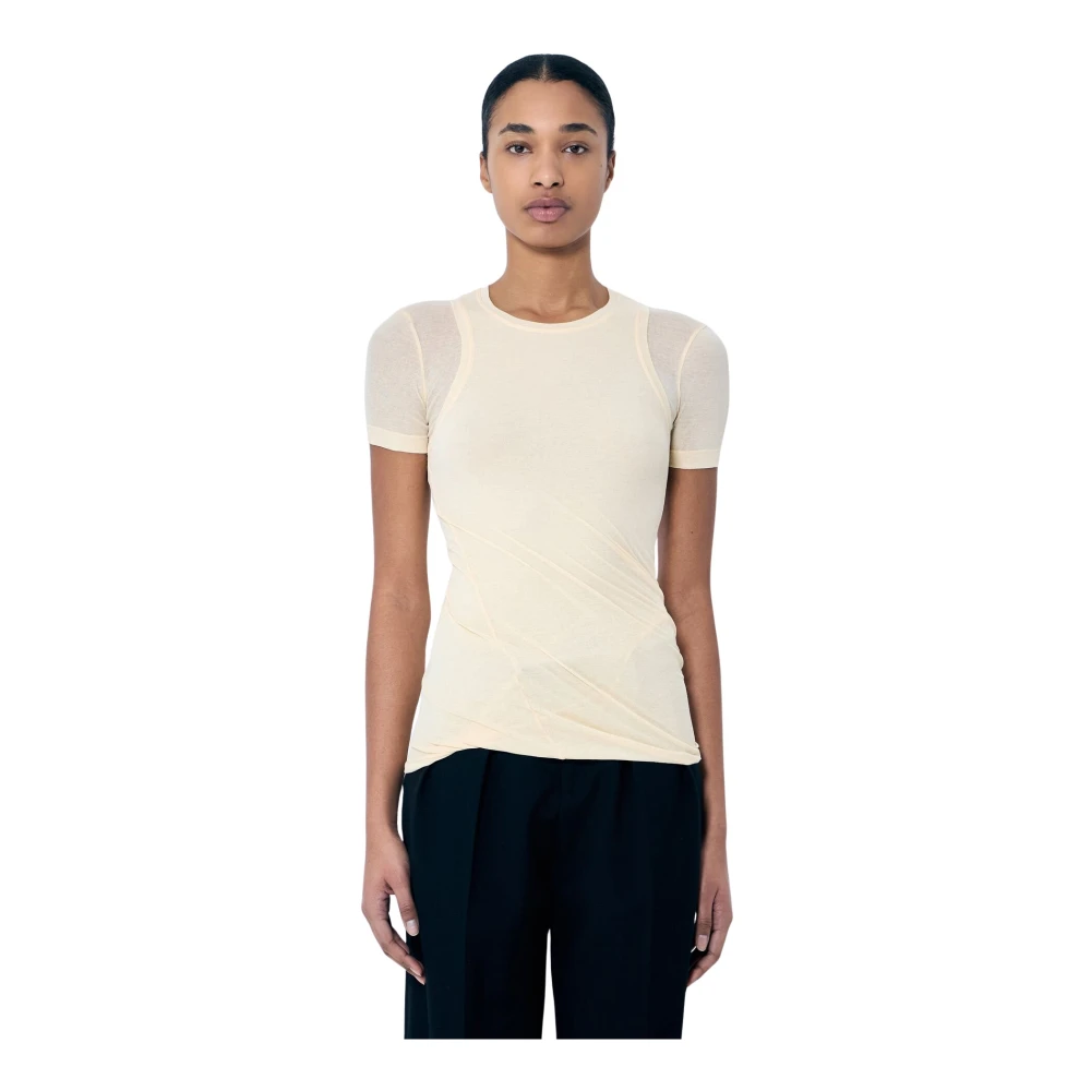 Jil Sander Women's Beige Layered Crewneck T-Shirt - T-Shirts - Xs - Tops