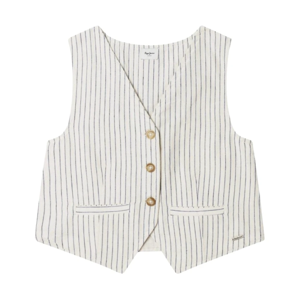 Pepe Jeans Unisex Kids White Waistcoats, 16 Y, Izzy Top