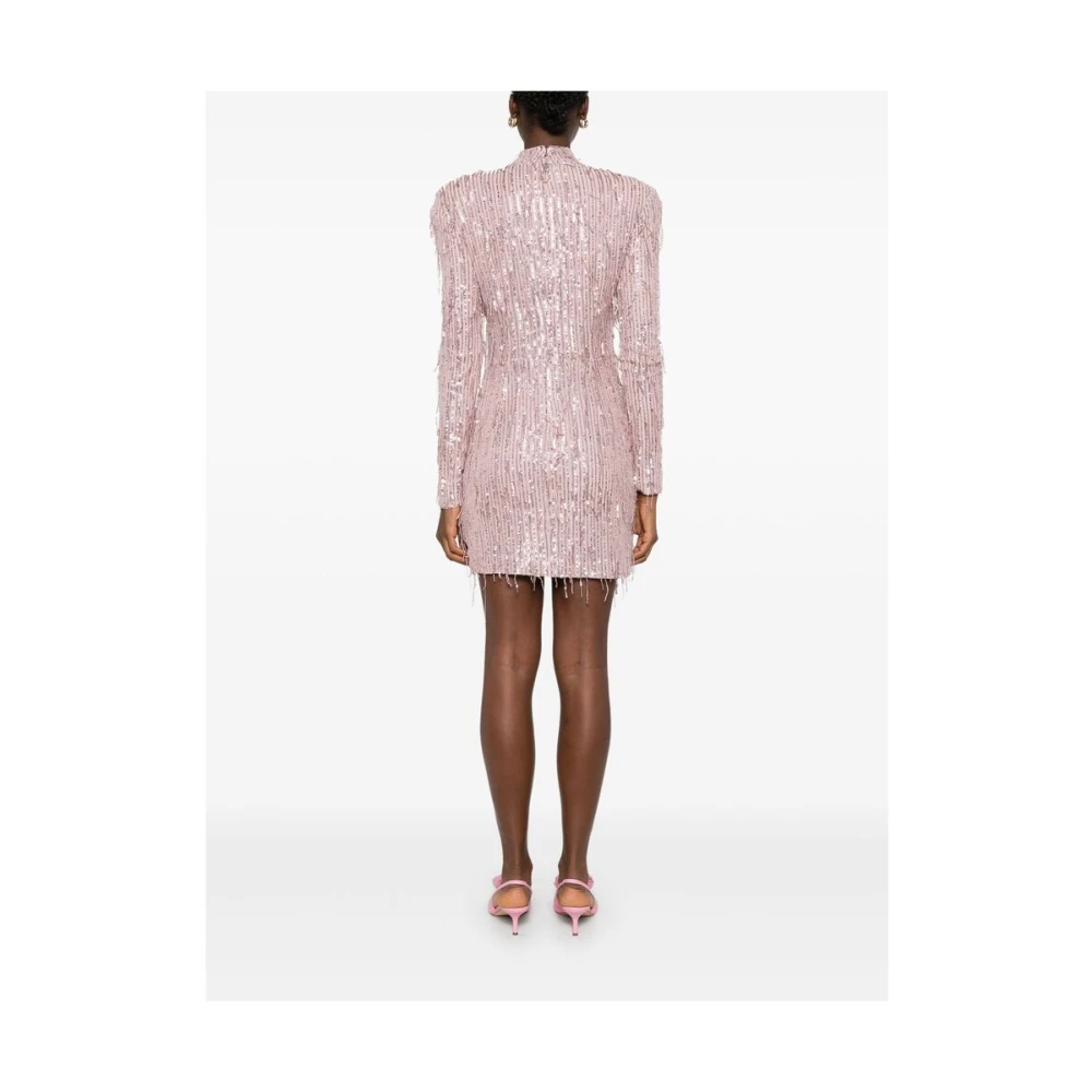 Rotate Birger Christensen Sequin Fringe Jurk Pink Dames