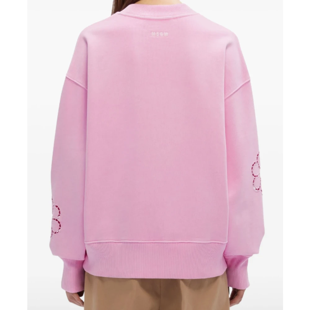 Msgm Bloemen geborduurde crewneck trui Pink Dames