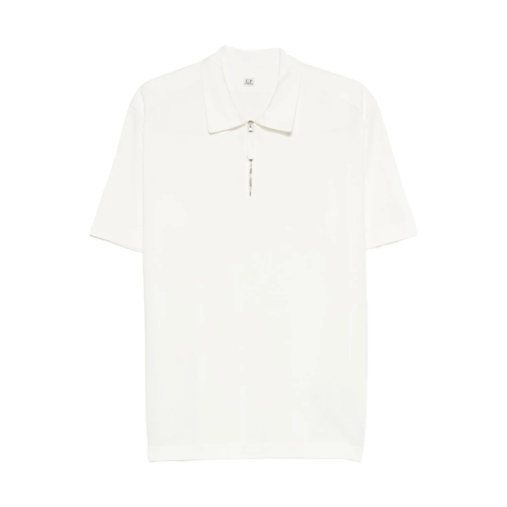C.p. Company Men's White 1020 Jersey Short Sleeve Polo - Polo Shirts - L - Tops