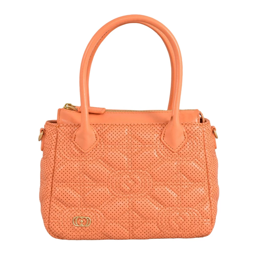 La Carrie Stich Spoon Leren Handtas met Rits Pink Dames