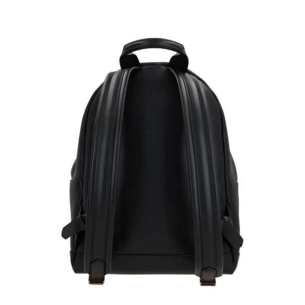 Tom Ford Zwarte leren rugzak met gouden hardware Black Heren