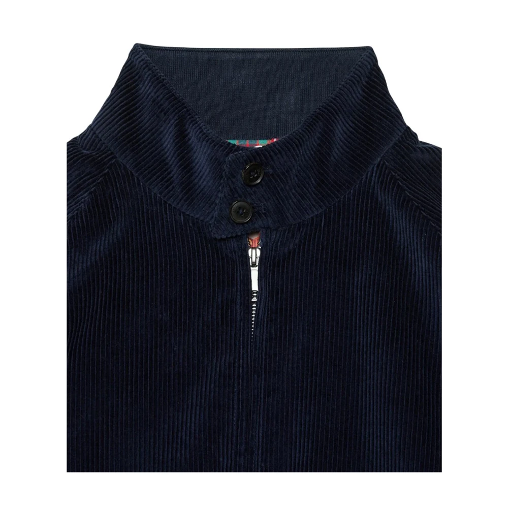 Baracuta Katoenen bomberjack met geribbelde afwerking Blue Heren