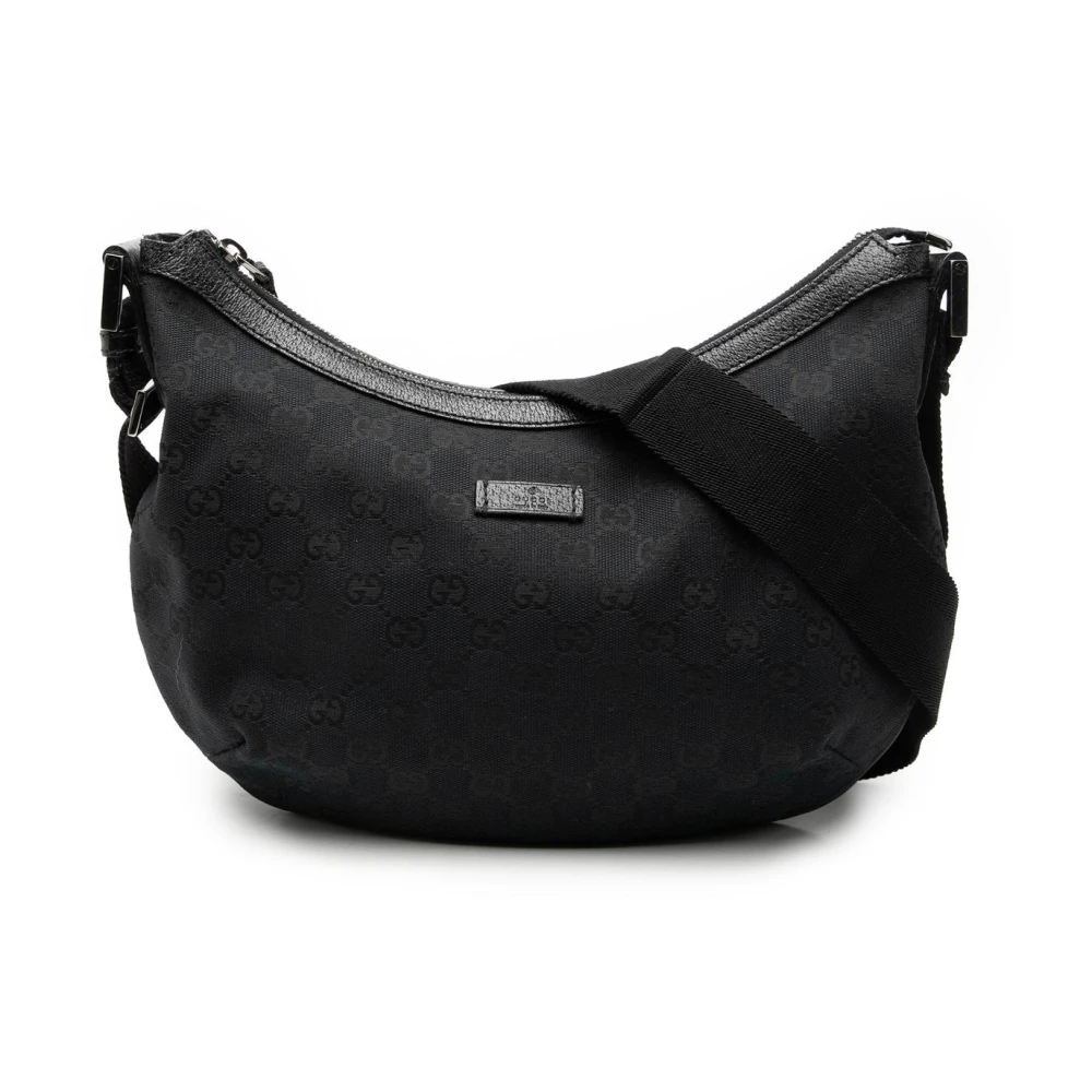 Gucci Vintage Women's Black Pre-Owned Vintage Gg Monogram Canvas Hobo Bag