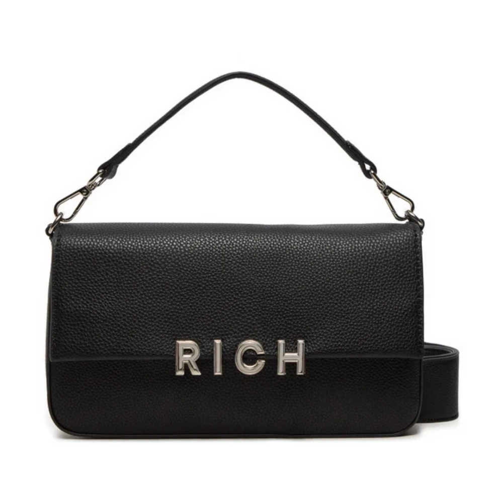 John Richmond Zwarte Handtas met Zilveren Logo Black Dames