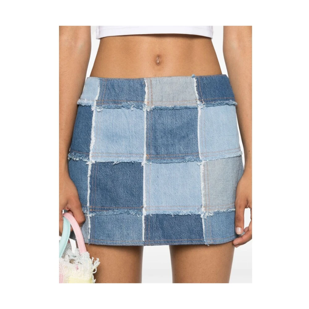 Frame Blauwe Denim Patchwork Rok met Franje Blue Dames