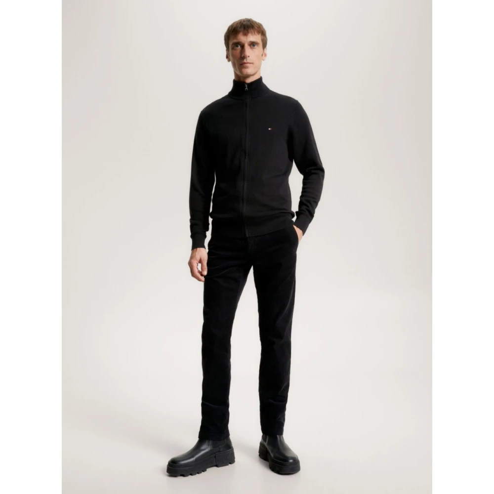Tommy Hilfiger Pima Organisch Katoen Kasjmier Rits Thru Black Heren