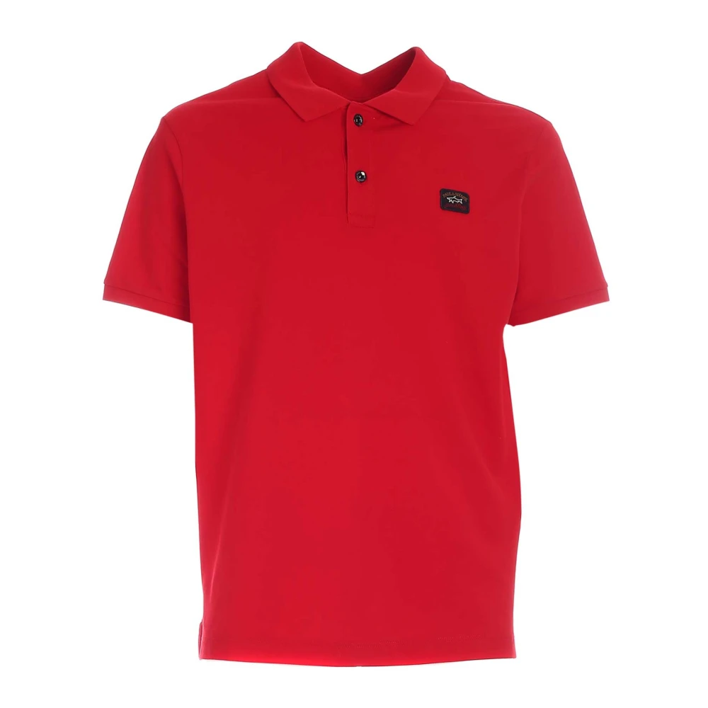 Paul & Shark Red Polo Shirts, Male, S, Cotton Polo With Logo Detail