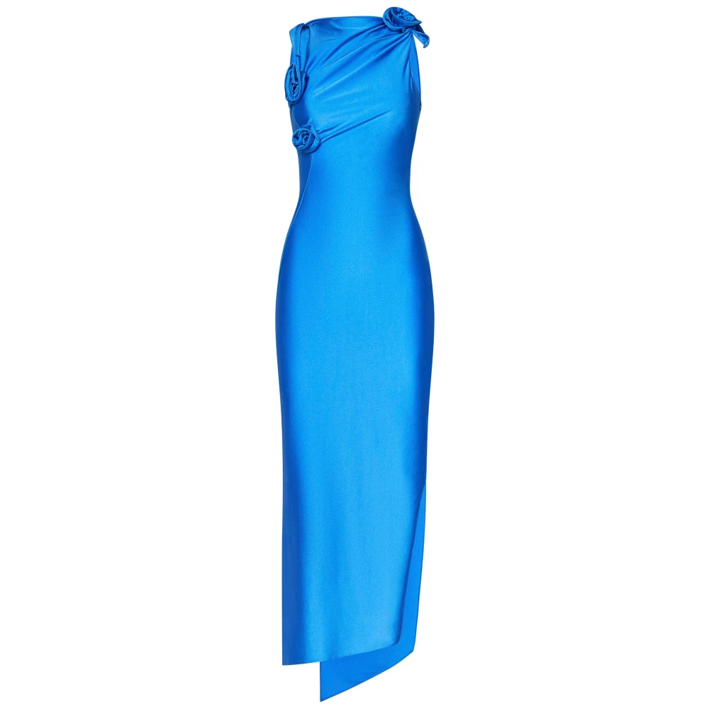Coperni Women's Blue Asymmetric Flower Dress