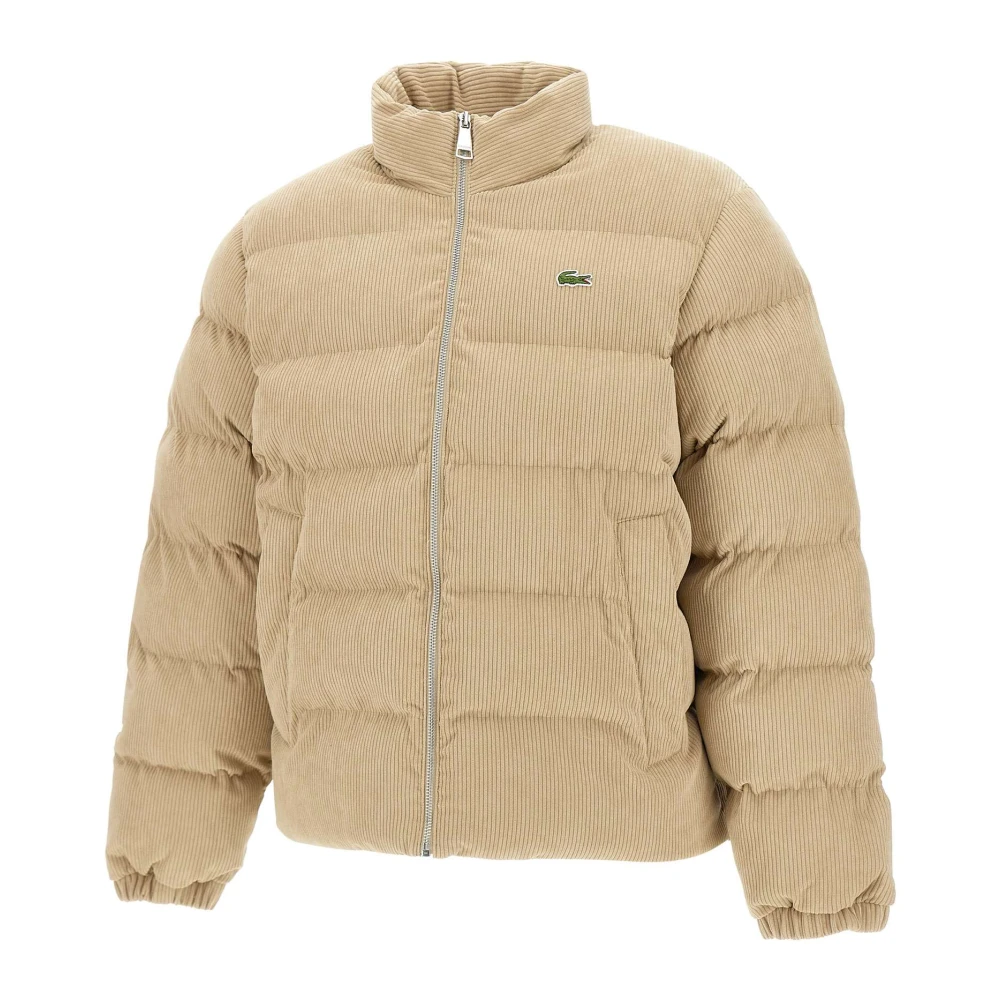 Lacoste Ribfluwelen Donsjas Beige Heren