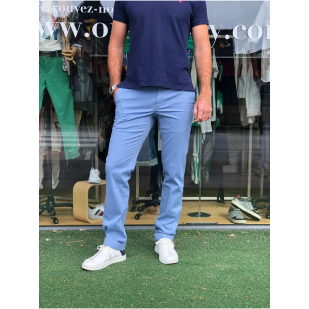 Mason's Katoenen Chino Broek met Comfortabele Pasvorm Blue Heren