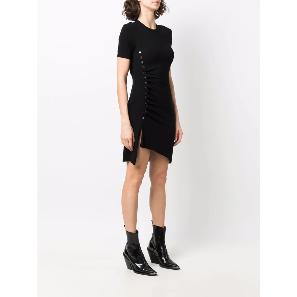 Paco Rabanne Zwarte Geplooide Mini Jurk Black Dames