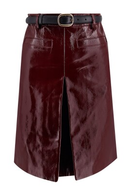burgundy-leather-mini-skirt