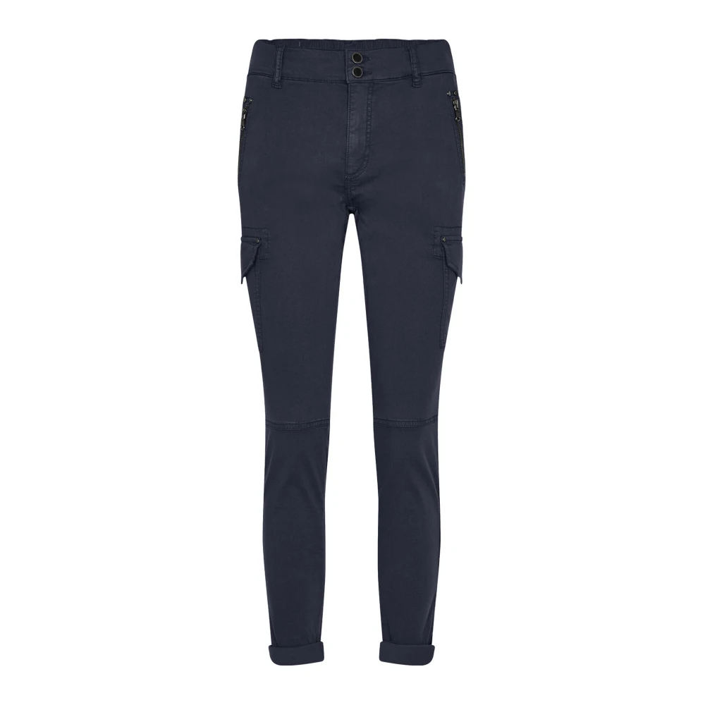 MOS MOSH Cargo Broek met Ritsdetails Blue Dames