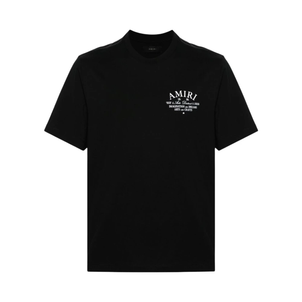 Amiri Zwart Logo Print Crew Neck T-shirt Black Heren