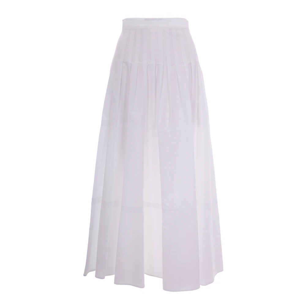 Max Mara Studio White Midi Skirts, Female, S, Mstopera Poplin Skirt