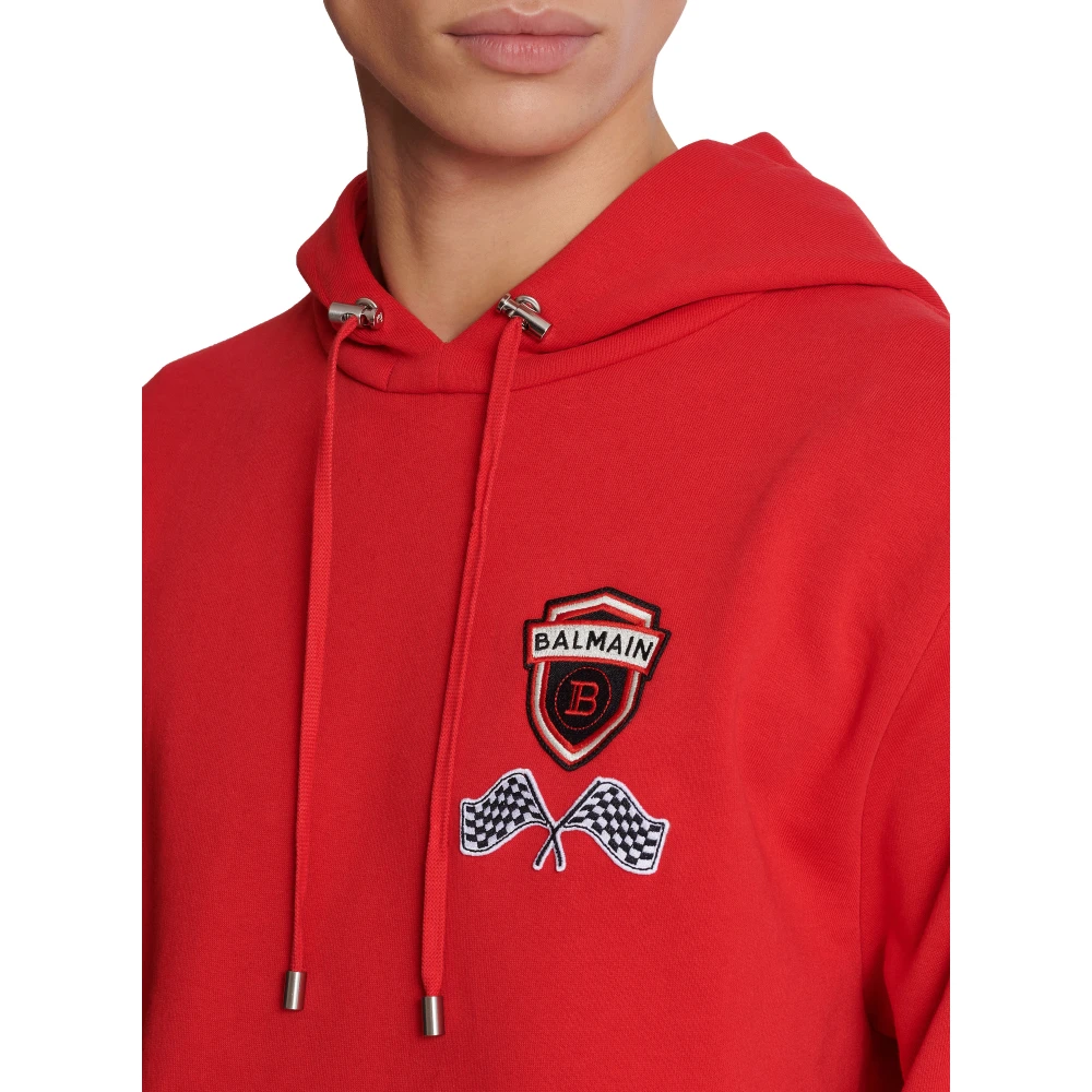 Balmain Racing hoodie Red Heren