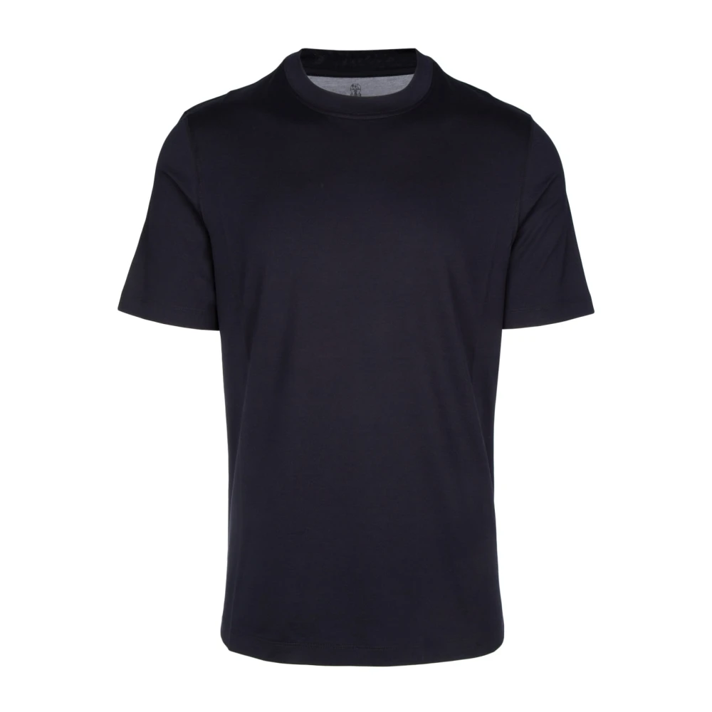Brunello Cucinelli Blue T-Shirts, Male, S, Crew-Neck T-Shirt