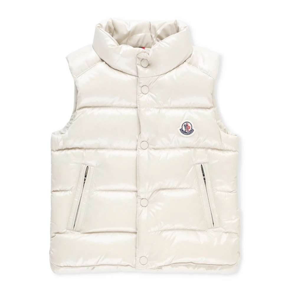 Moncler Baby Vadderad Väst Hög Hals Ärmlös Beige, Pojke