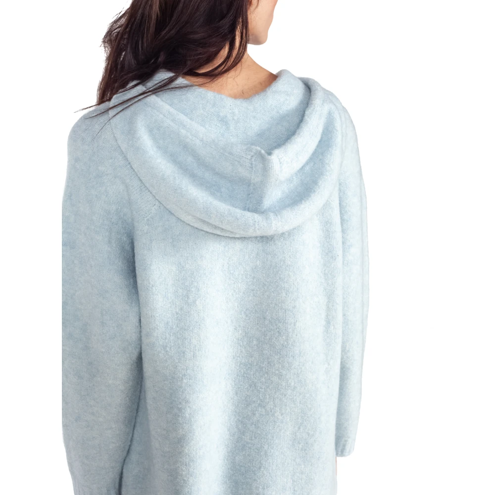 Semicouture Blauwe Anemone Gebreide Hoodie Trui Blue Dames