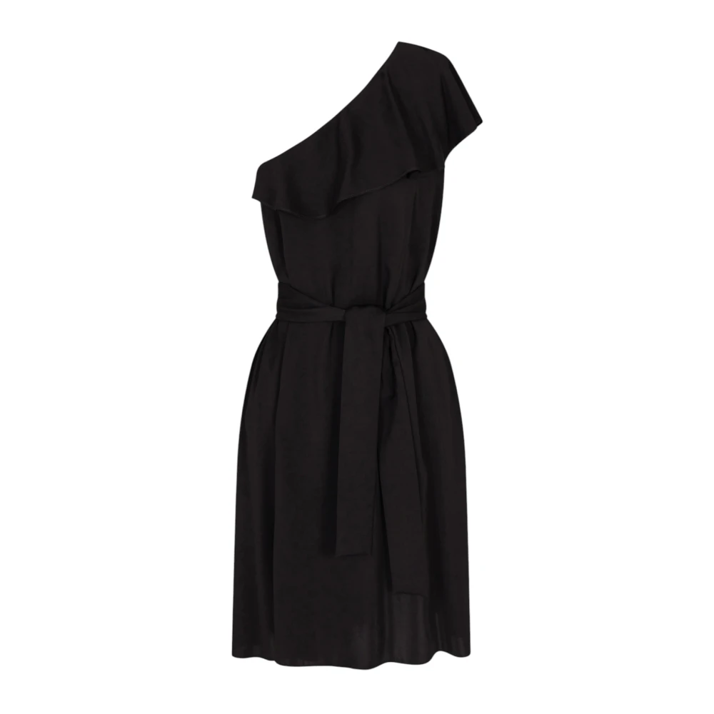 Emporio Armani Vrouw Zwart Kleedjes Dames, M, One-Shoulder Ruffle Mini Jurk