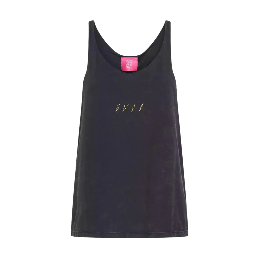 One Teaspoon Women's Gray Sleeveless Tops, 2XS, Lightning Top Stylish Fashion