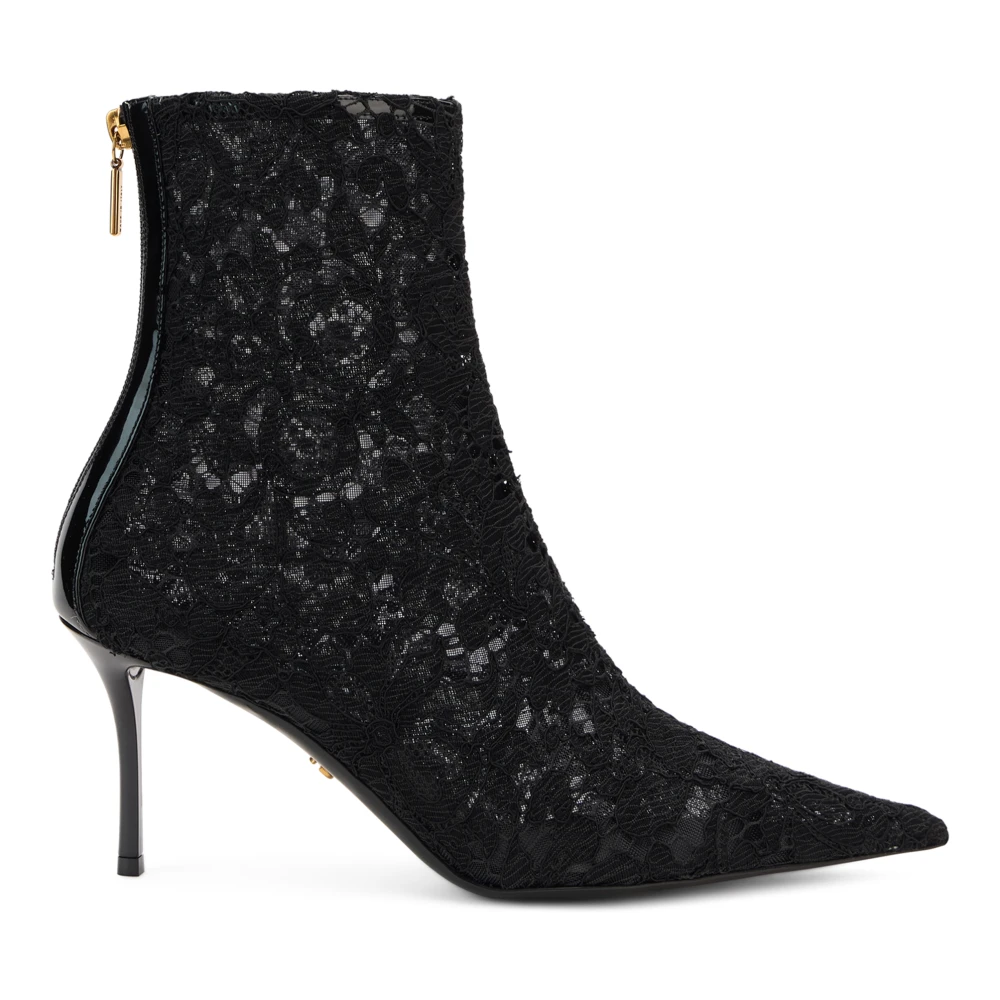 Dolce & Gabbana , Heeled Boots, Female, Black, 4 1/2 Uk, Ankle Boots In Lace