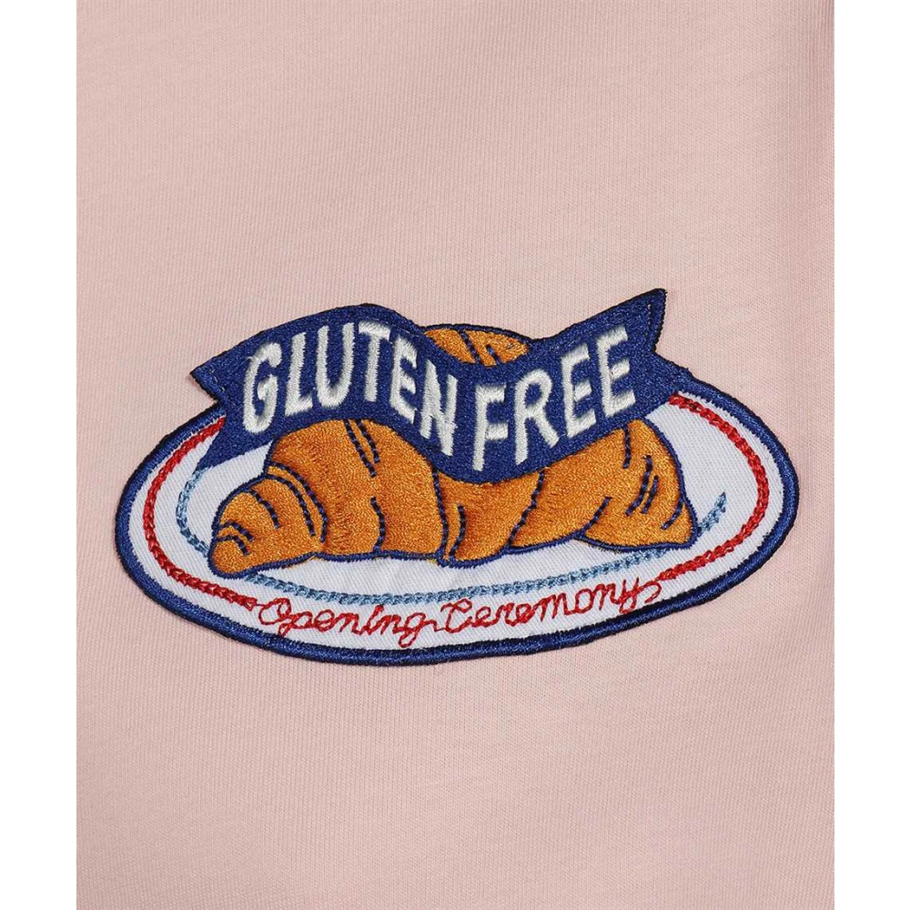 Opening Ceremony Geknipte Katoenen T-shirt met Logo Patch Pink Dames