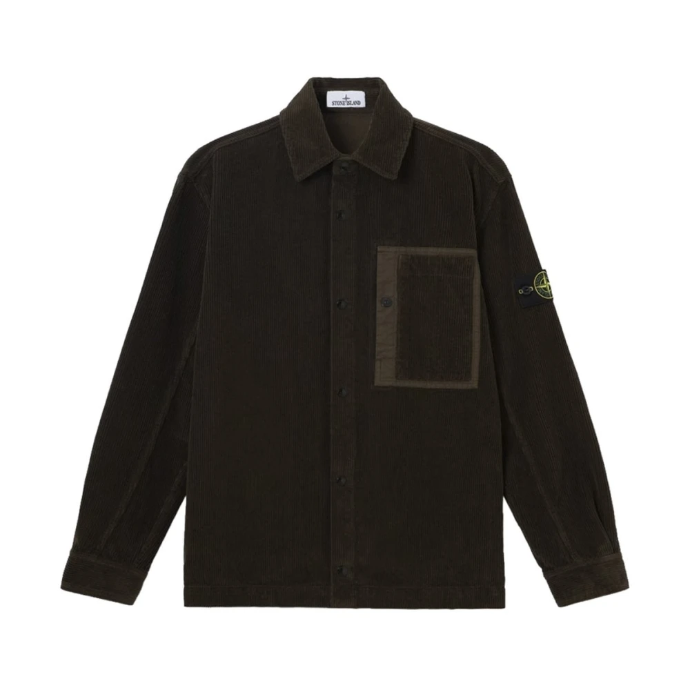 Stone Island Gray Casual Shirts, Male, 2XL, Corduroy Overshirt