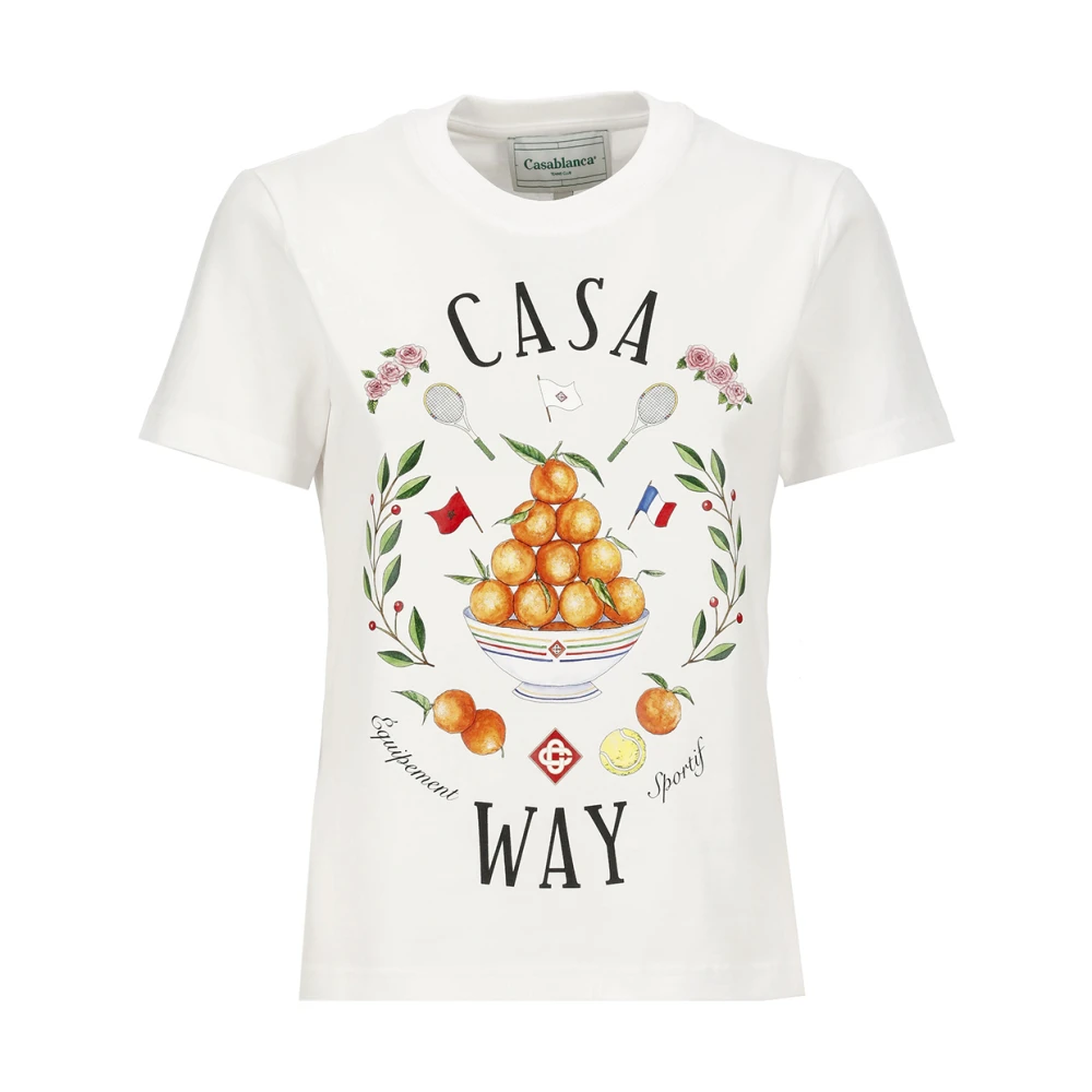 Casablanca Witte Katoenen T-shirt met Logoprint White Dames