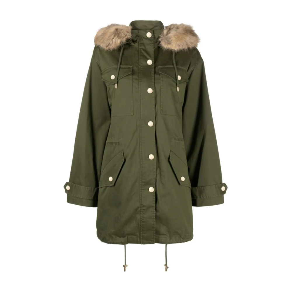 Michael Kors Women's Green Removable Faux Fur Jacket - Parkas - Xs - Coats