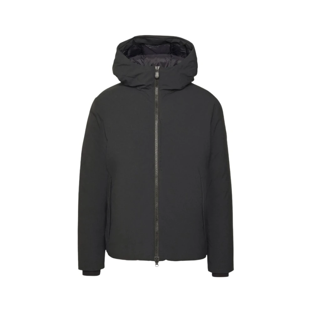 Save The Duck Gestikte Zwarte Jas met Verstelbare Capuchon Black Heren