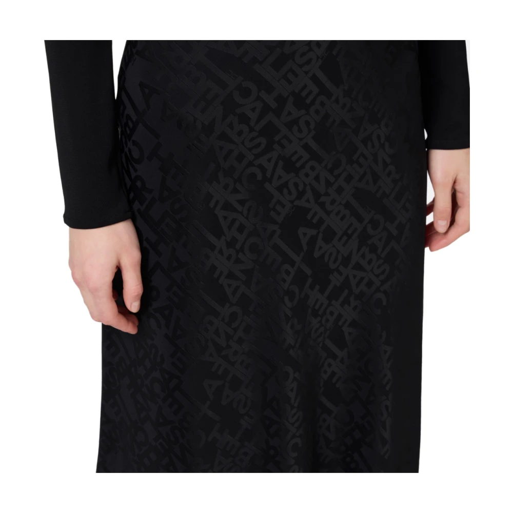 Elisabetta Franchi Uitlopende Midi Rok met Jacquard Letters Black Dames