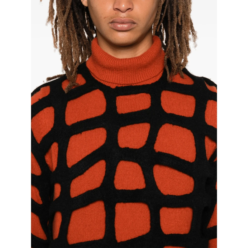 Comme des Garçons Zwarte Gebreide Cut-Out Sweater Red Heren