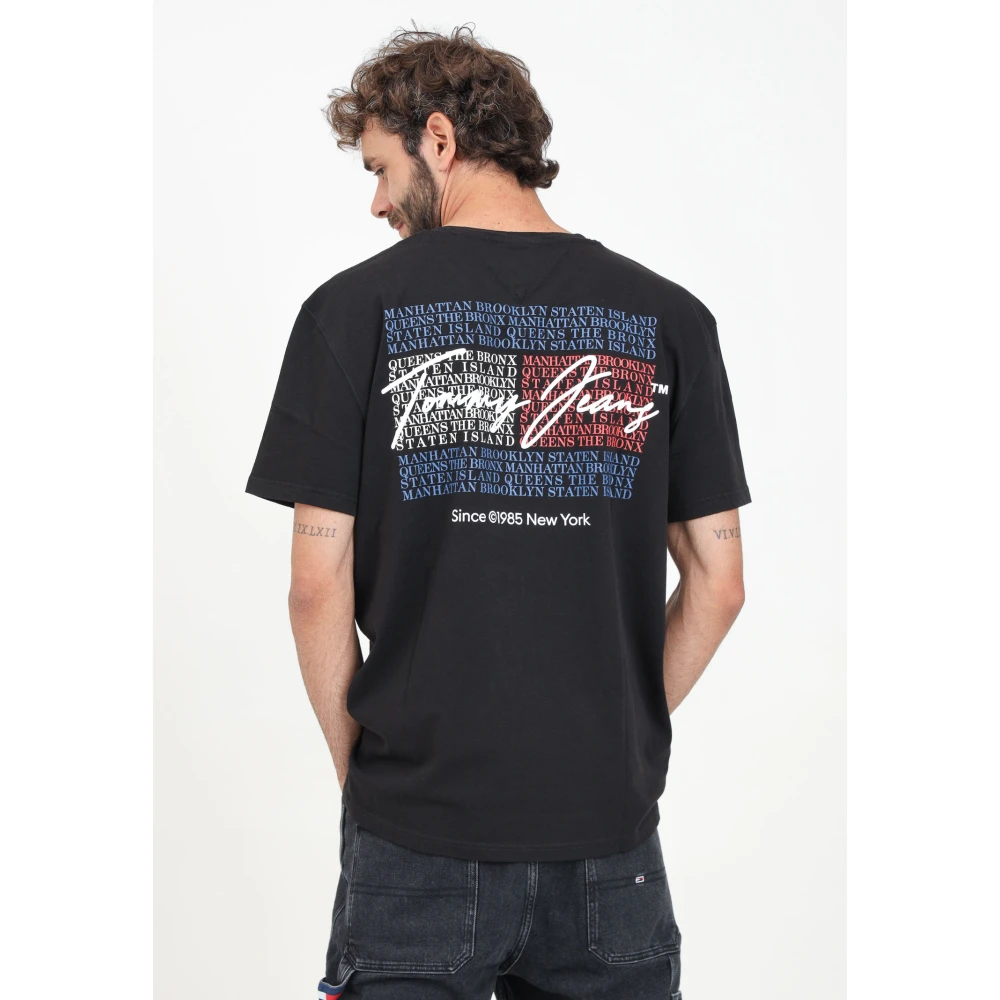 Tommy Jeans Zwarte korte mouw grafische T-shirt Black Heren
