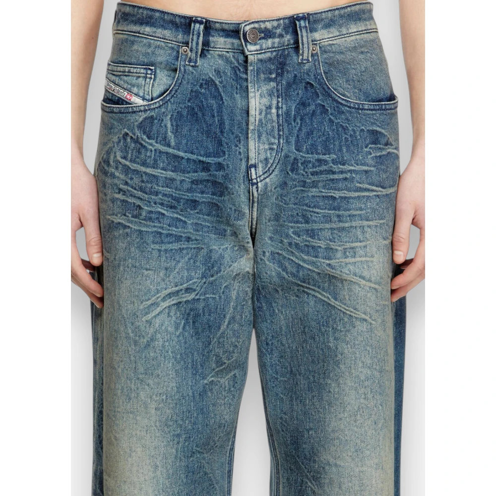 Diesel Wijde jeans met relaxed-fit en lage taille Blue Heren