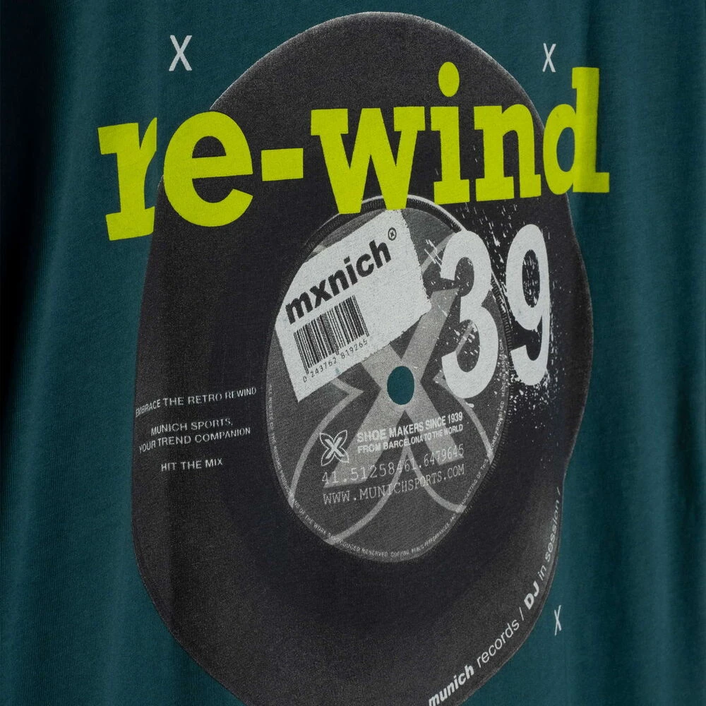 Munich Stedelijke Bedrukt T-shirt in Petroleum Green Heren